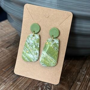 Sage green handmade clay earrings